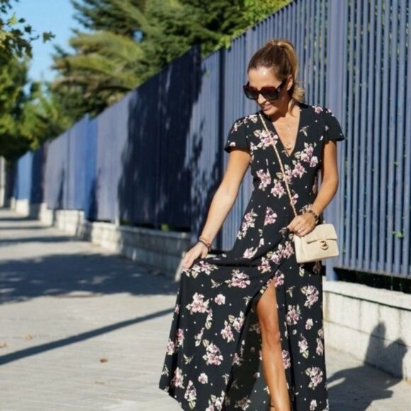 Zara Black Floral Maxi Dress - Picture 8 of 14